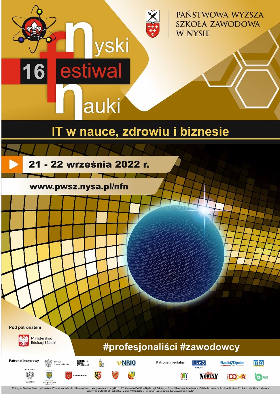 Plakat promujący XVI Nyski Festiwal Nauki 