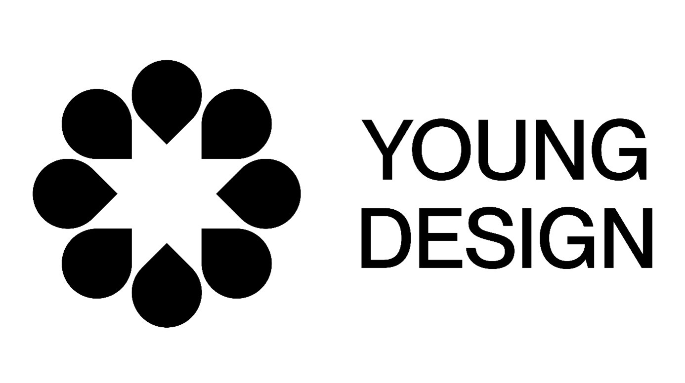 Czarne logo i nazwa konkursu Young Design na białym tle.
