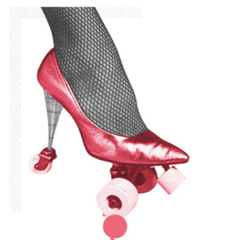 Stopa w szpilce na rolkach