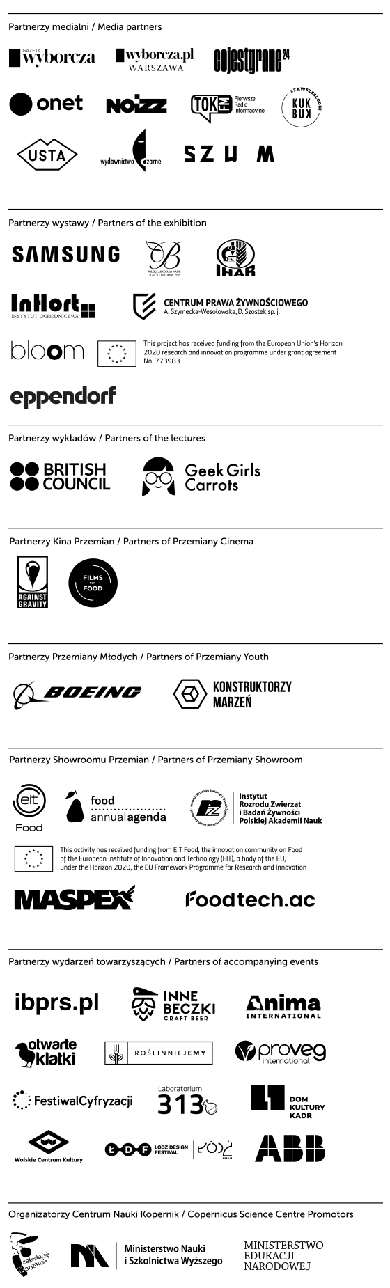 Lista partnerów Festiwalu Przemiany 2019