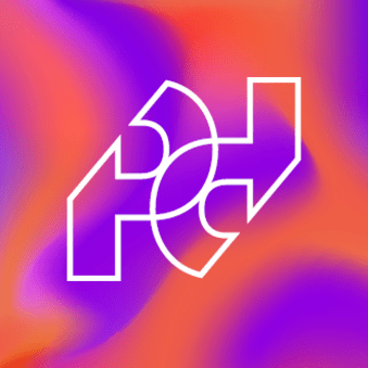 Abstrakcyjna pomarańczowo-fioletowa grafika z logo konferencji Pokazać - Przekazać 2026. 