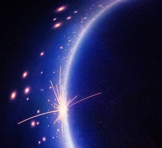 Czarno-granatowe zdjęcie z rozbłyskiem.