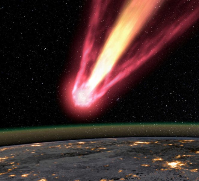 Kadr z filmu - lecący meteoryt